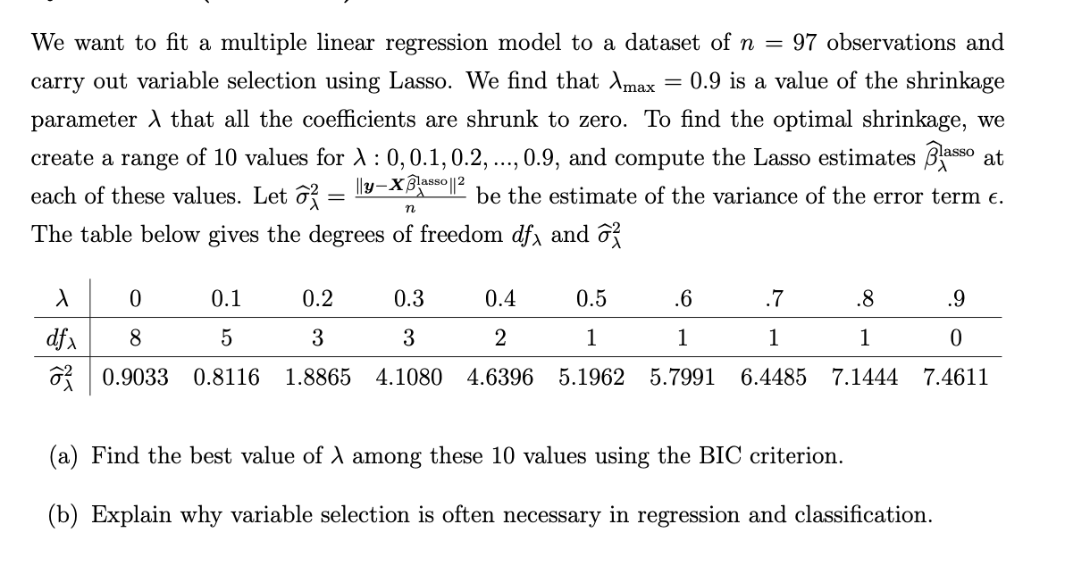 Solved We want to fit a multiple linear regression model to | Chegg.com
