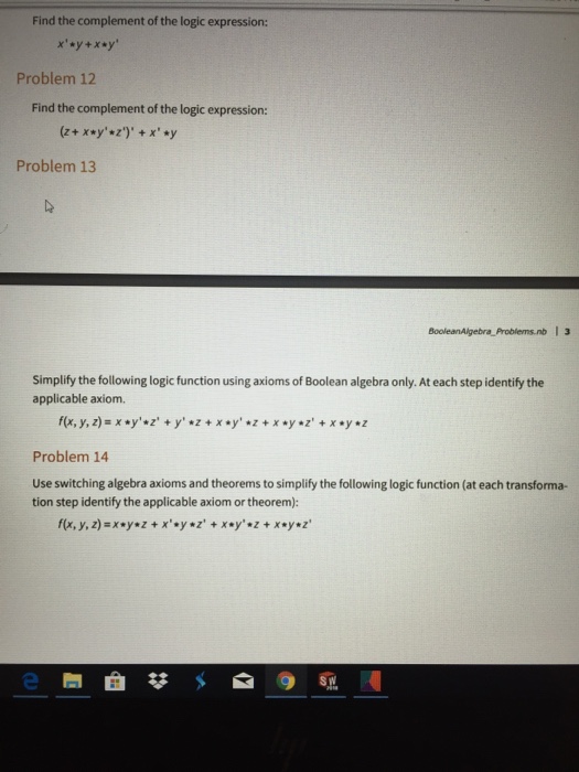 Solved Find the complement of the logic expression: Problem | Chegg.com