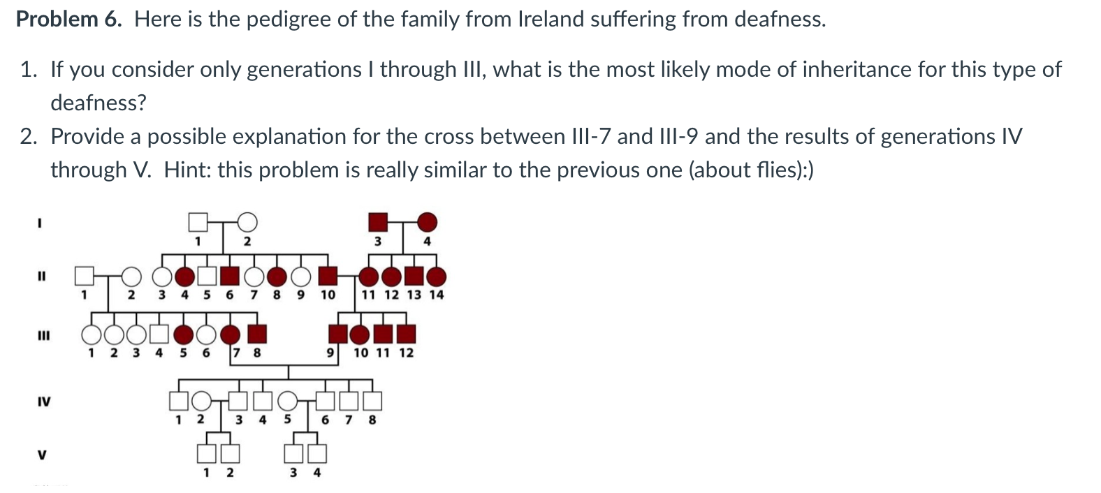 Solved Problem 6. Here is the pedigree of the family from | Chegg.com