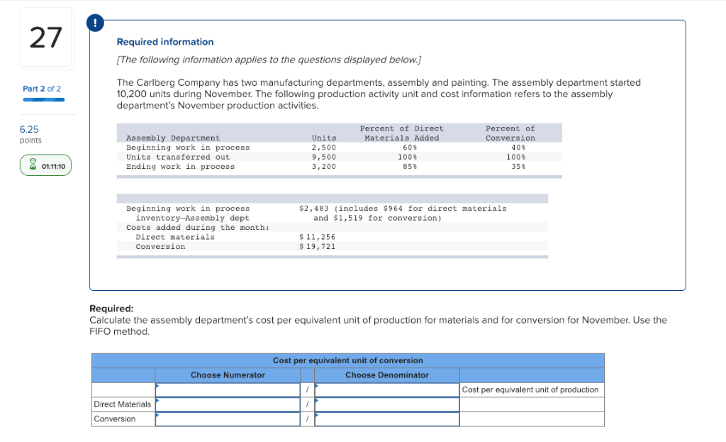 Solved The Carlberg Company has two manufacturing