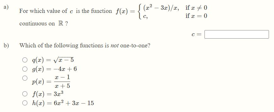 Solved A For Which Value Of C Is The Function F X S Chegg Com