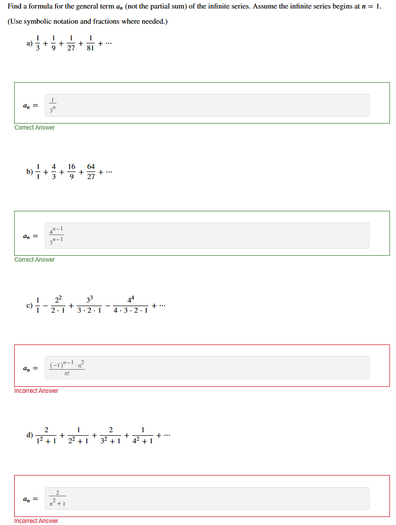 Solved Find A Formula For The General Term An Not The Chegg Com