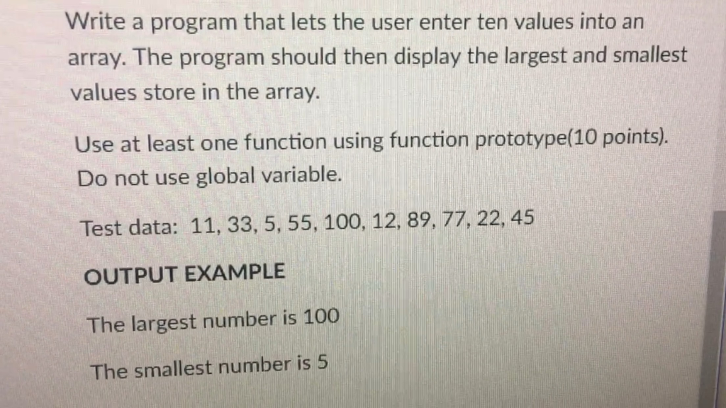 Solved Write a program that lets the user enter ten values | Chegg.com
