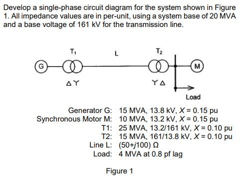 Solved Develop a single-phase circuit diagram for the system | Chegg.com