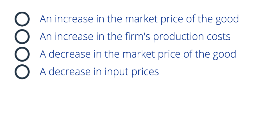 Solved An increase in the market price of the good An | Chegg.com