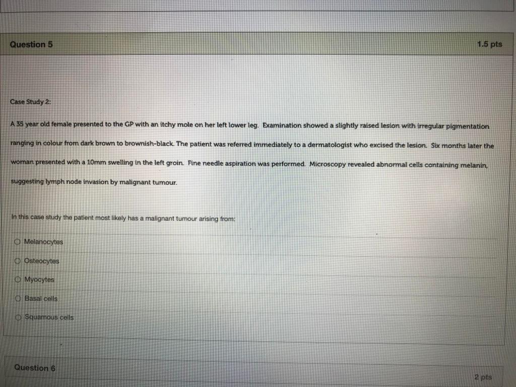 Solved Question 5 1.5 pts Case Study 2: A 35 year old female | Chegg.com