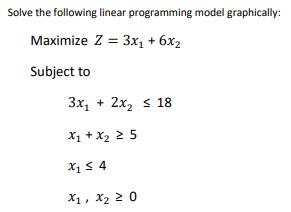 Solved Solve The Following Linear Programming Model | Chegg.com