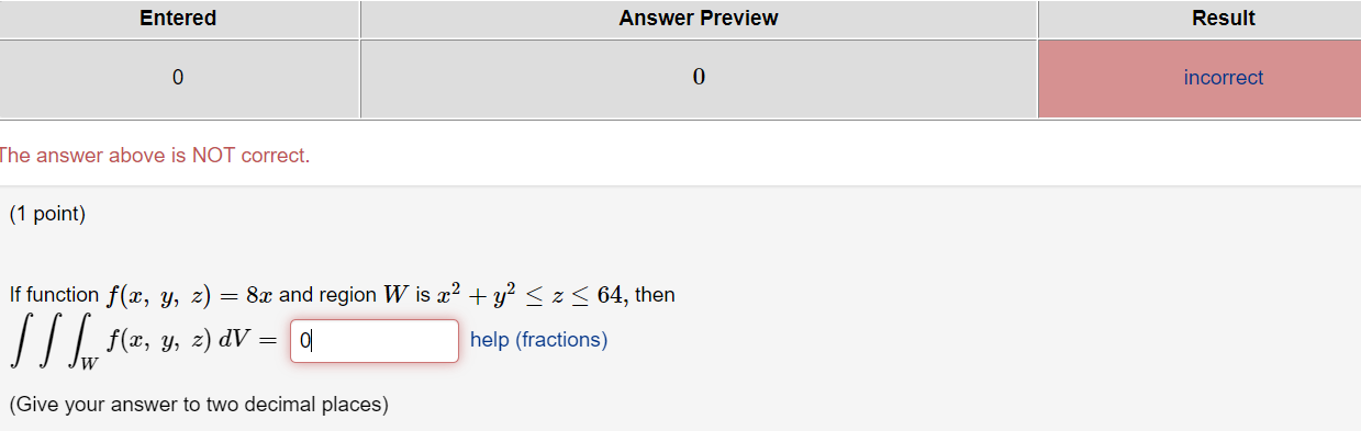 Solved The answer above is NOT correct. (1 point) If | Chegg.com