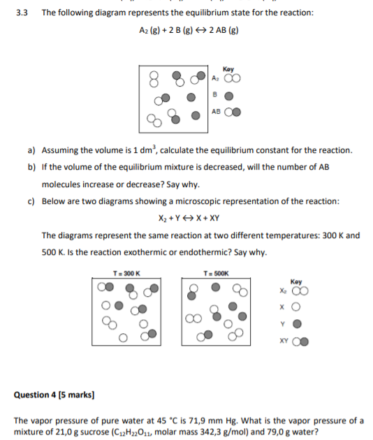 Solved 3.3 The following diagram represents the equilibrium | Chegg.com