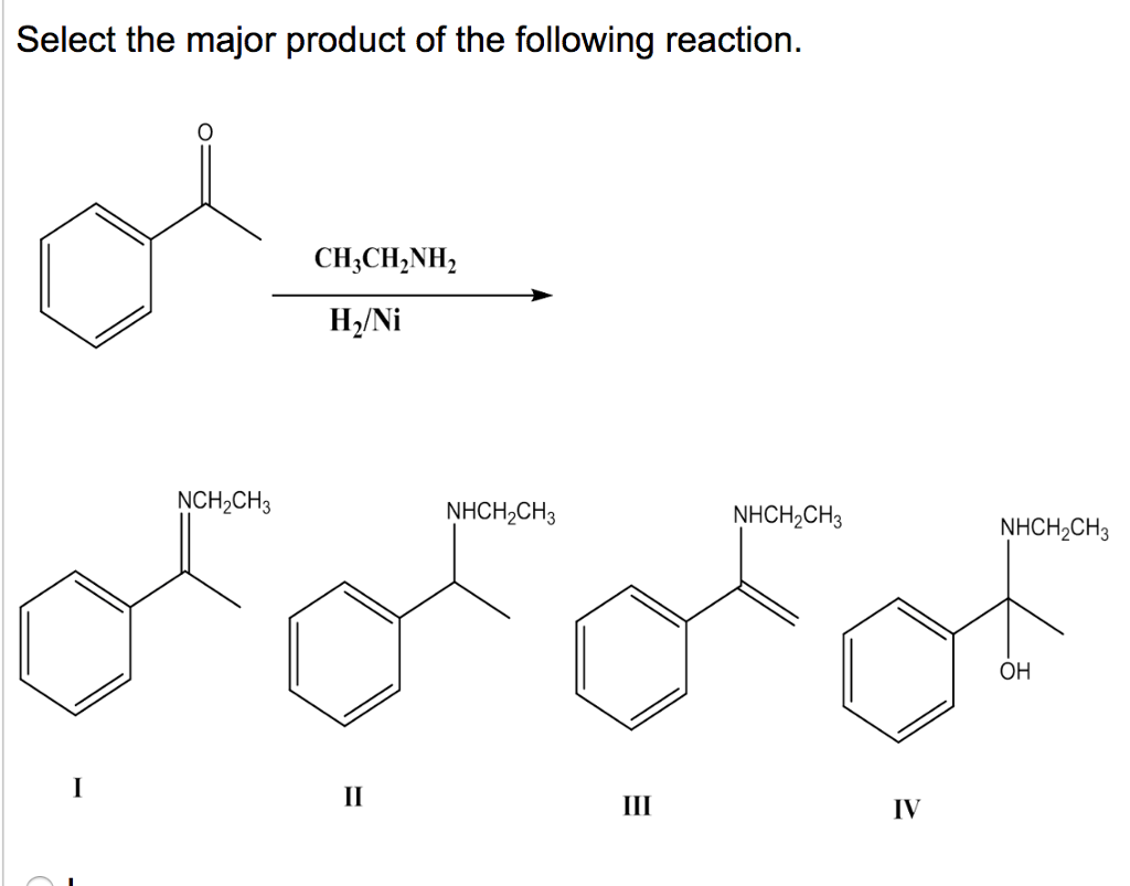 Solved Select the major product of the following reaction. | Chegg.com