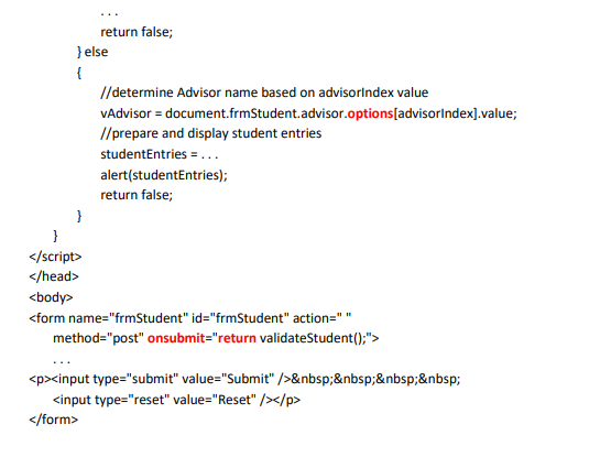 Solved Problem Validating Student Information HTML FILE | Chegg.com