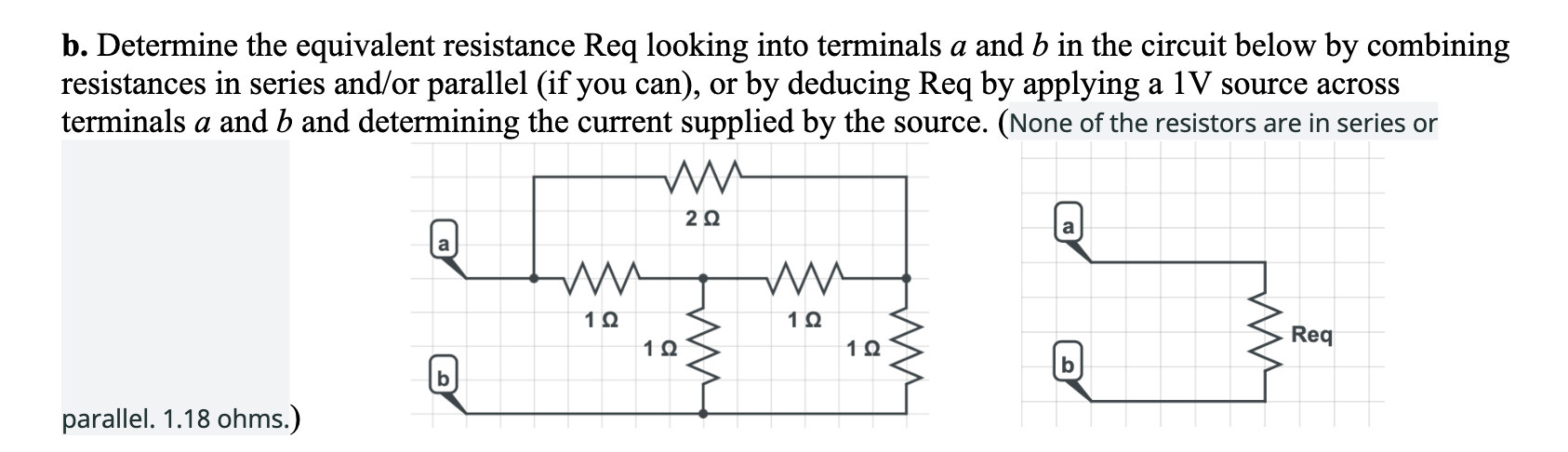 Solved b. Determine the equivalent resistance Req looking | Chegg.com