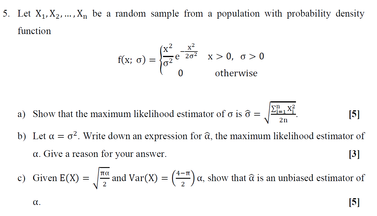 5 Let X1 X2 Be A Random Sample From A Chegg Com