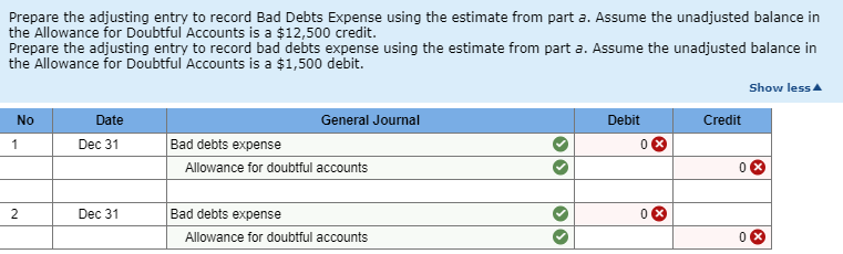 adjusting entries bad debt expense