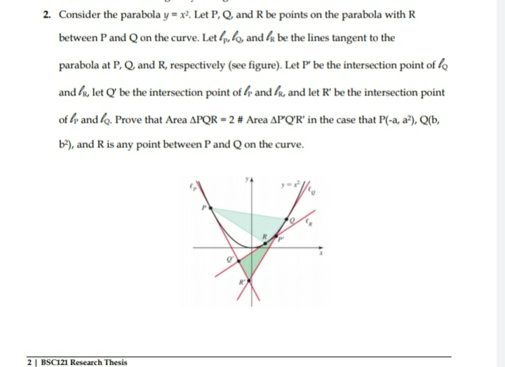 Solved 2 Consider The Parabola Y X2 Let P Q And R Be Chegg Com