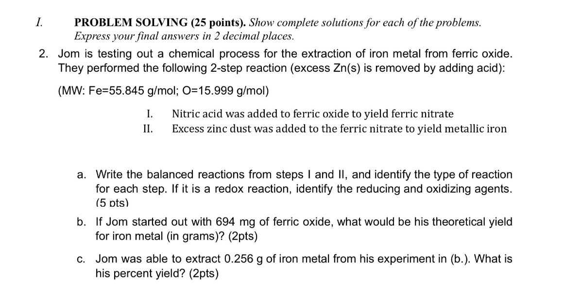 Solved PROBLEM SOLVING (25 points). Show complete solutions | Chegg.com