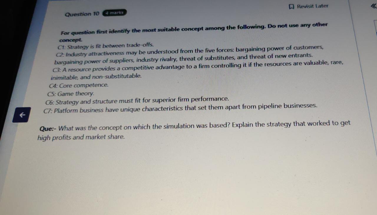 Solved For question first identify the most suitable concept | Chegg.com