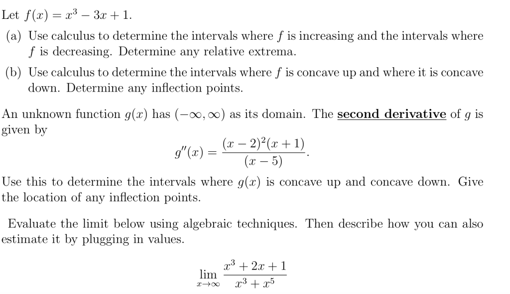 Solved Let F X X3 3x 1 A Use Calculus To Determine