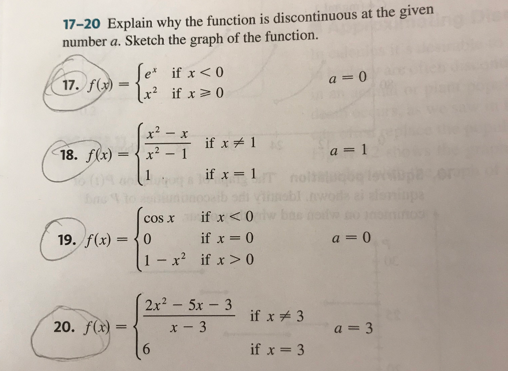 Solved 17-20 Explain why the function is discontinuous at | Chegg.com