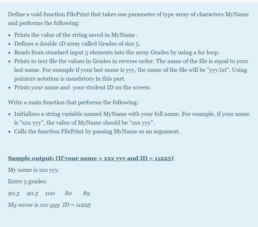 Solved Define a void function FilePrint that takes one | Chegg.com