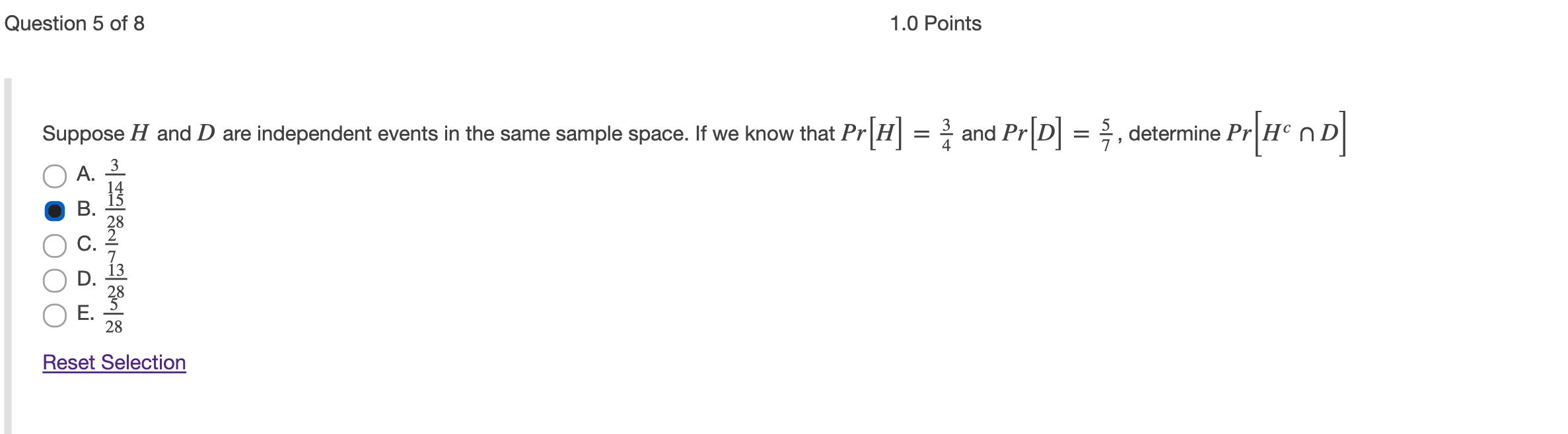 Solved Suppose H And D Are Independent Events In The Same Chegg Com