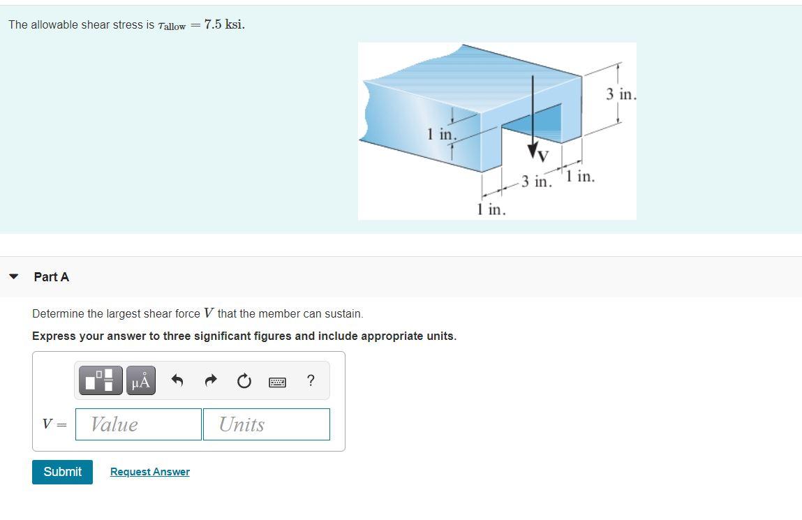 solved-the-allowable-shear-stress-is-allow-7-5-ksi-a-chegg