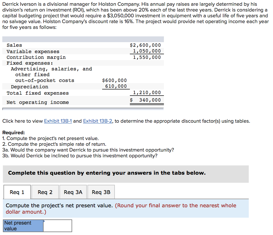 Solved Derrick Iverson is a divisional manager for Holston