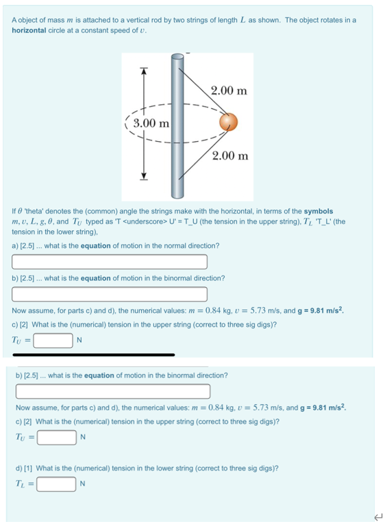 Solved A Object Of Mass M Is Attached To A Vertical Rod By Chegg Com