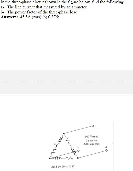 Solved In The Three-phase Circuit Shown In The Figure Below, | Chegg.com