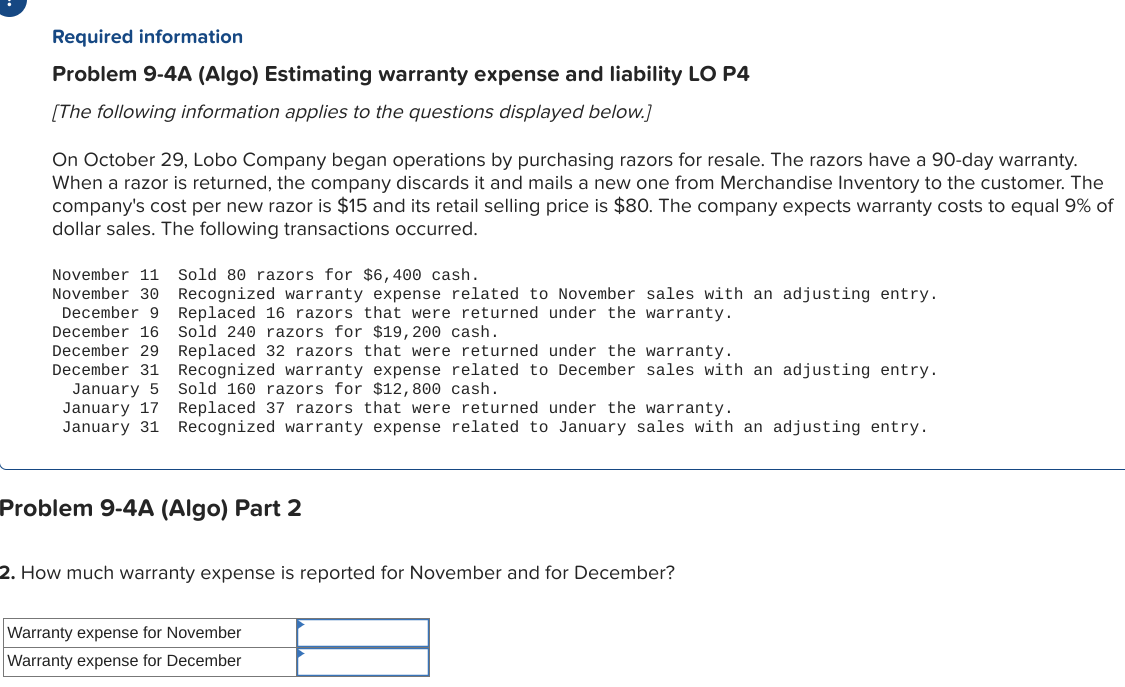 Solved 3. How much warranty expense is reported for