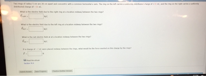 Solved: Two Rings Of Radius 5cm Are 20 Cm Apart And Concen... | Chegg.com