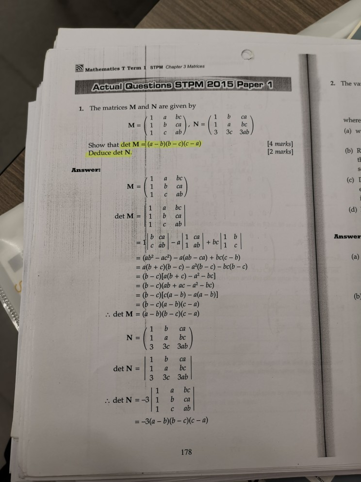 Solved Mathematics T Term 1 Stpm Chapter 3 Matrices Actual Chegg Com