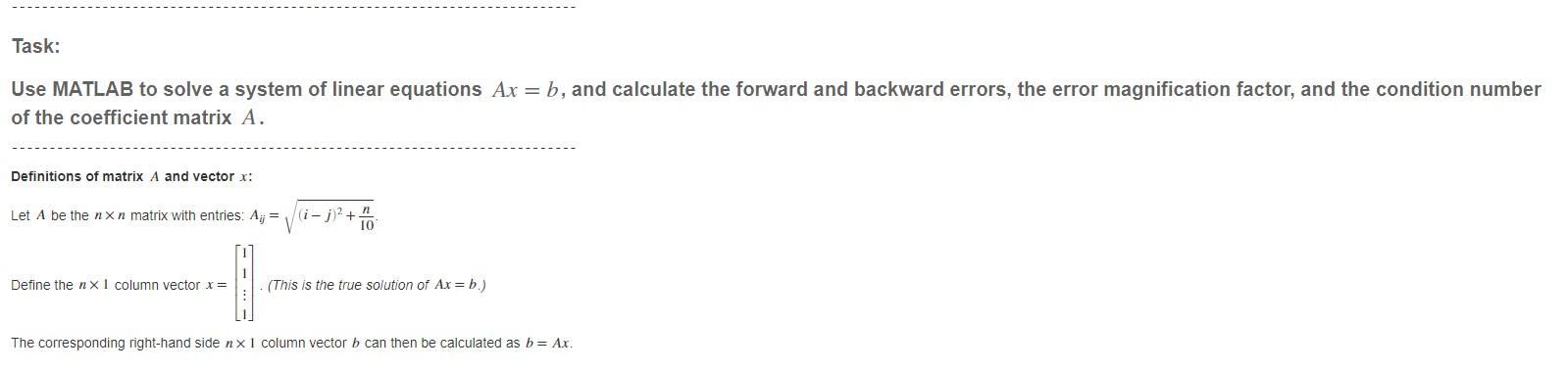 Use MATLAB to solve a system of linear equations | Chegg.com