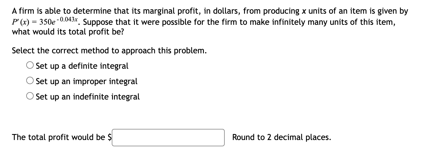 Solved A firm is able to determine that its marginal profit, | Chegg.com