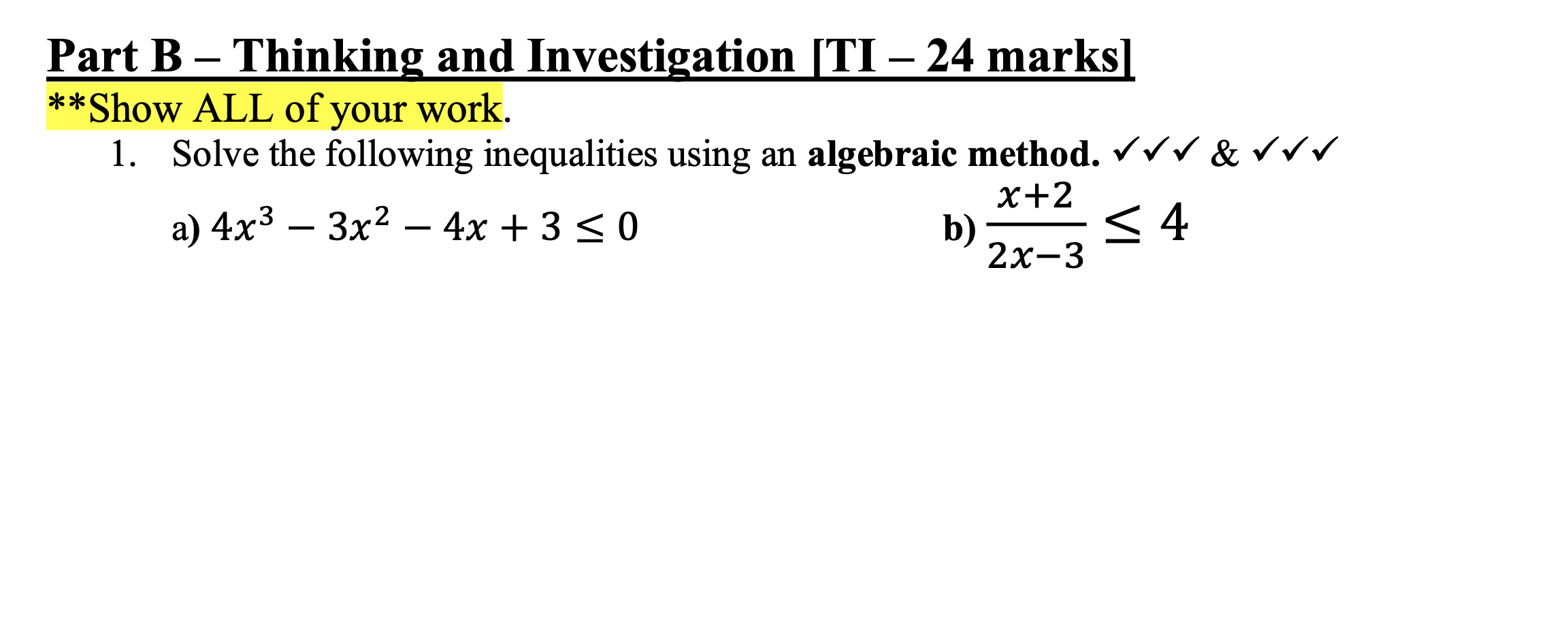 Solved Part B – Thinking And Investigation (TI – 24 Marks] | Chegg.com