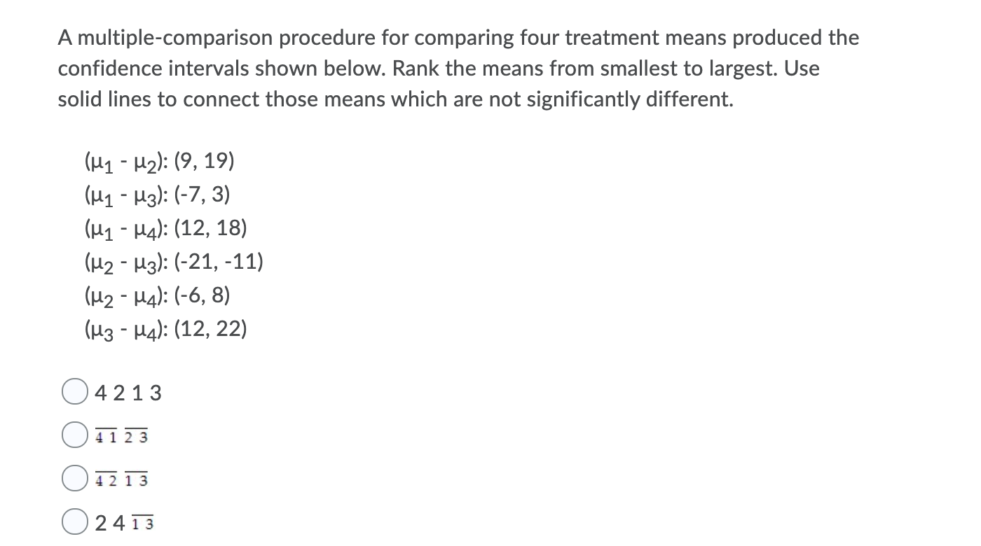 solved-a-multiple-comparison-procedure-for-comparing-four-chegg