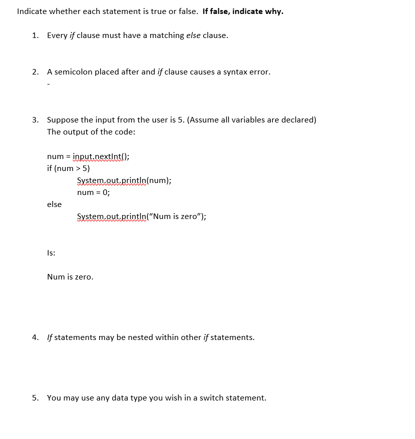 Solved Indicate whether each statement is true or false. If | Chegg.com