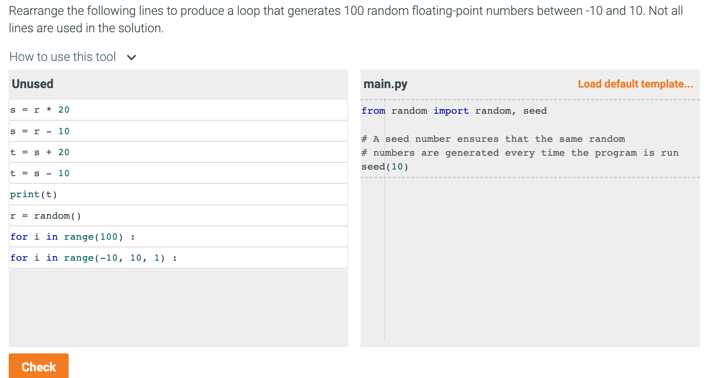 Solved Rearrange the following lines to produce a loop that