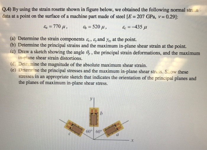 Solved Q.4) By using the strain rosette shown in figure | Chegg.com