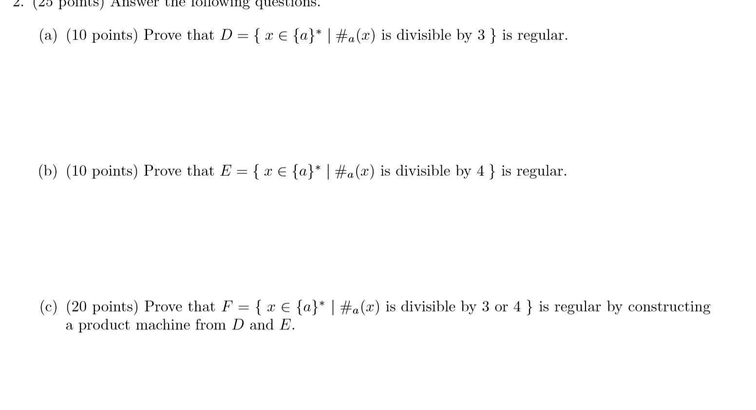 Solved 2. (25 points) Answer the 18110WIIg questions. (a) | Chegg.com