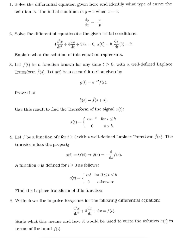 Solved Solve the differential equation given here and | Chegg.com