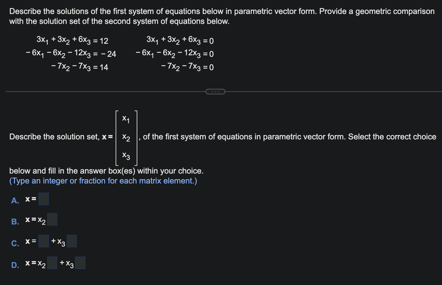 Solved Describe The Solutions Of The First System Of | Chegg.com