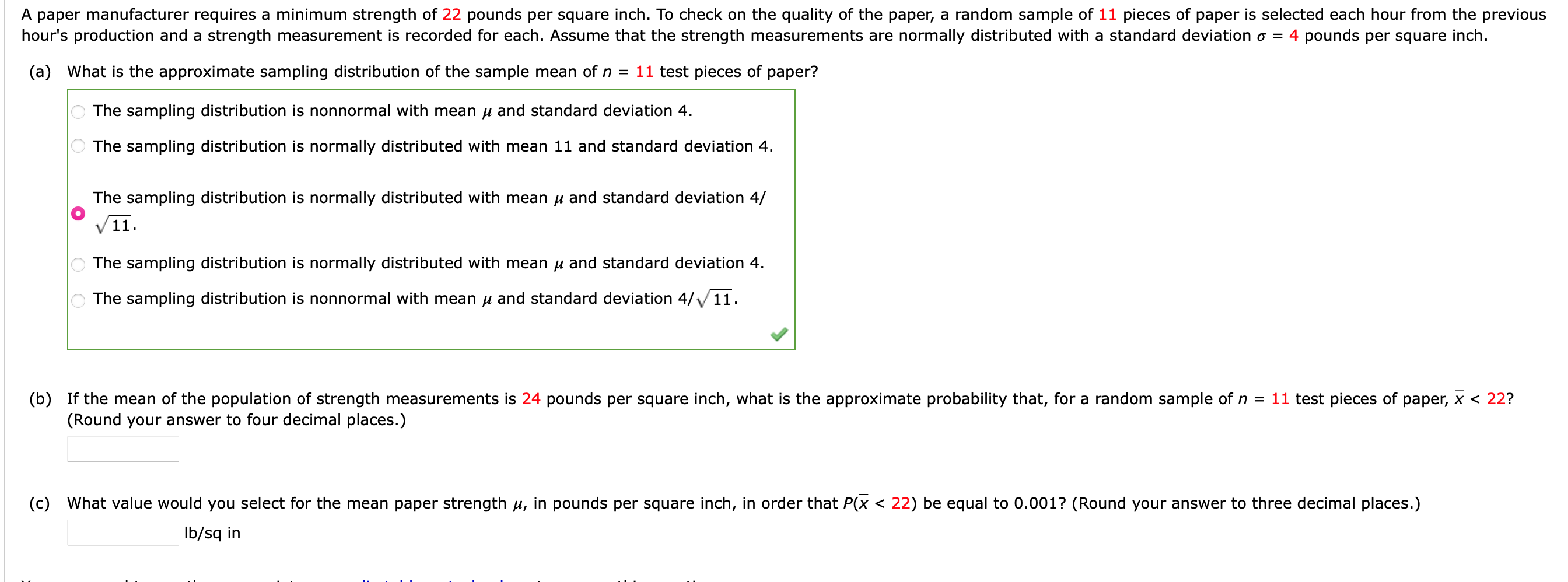 Solved (a) What is the approximate sampling distribution of | Chegg.com