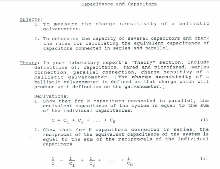 Solved Capacitance And Capacitors Objects: 1. To Measure The | Chegg.com