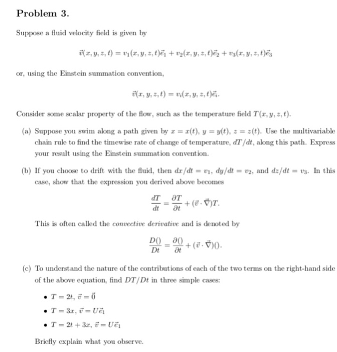 Solved Suppose a fluid velocity field is given by c vector | Chegg.com
