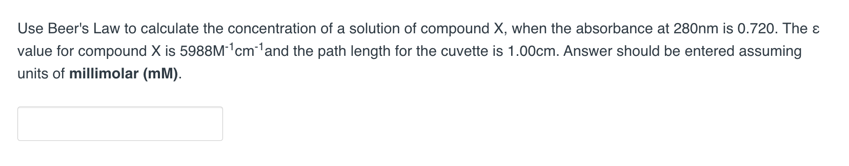 Solved Use Beer's Law to calculate the concentration of a | Chegg.com