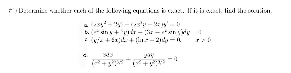 Solved \#1) Determine whether each of the following | Chegg.com