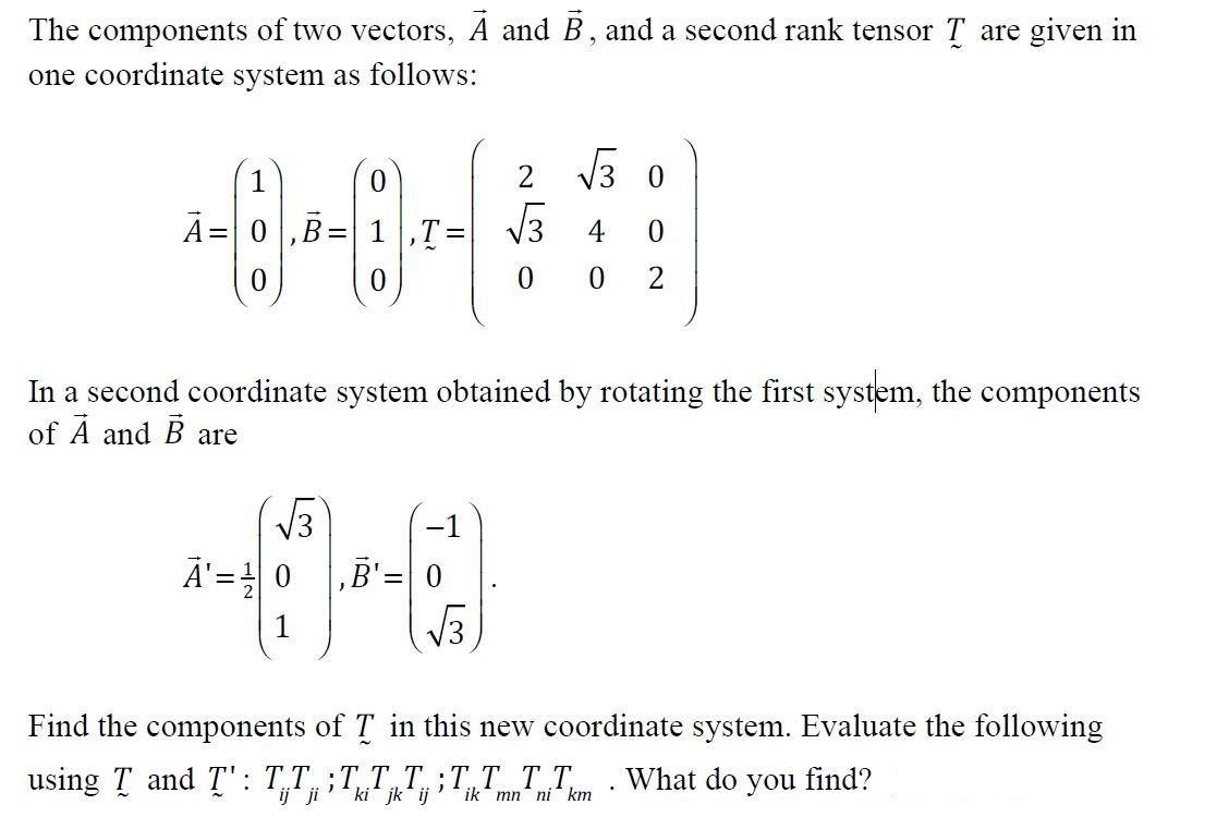 The Components Of Two Vectors, A And B, And A Second | Chegg.com