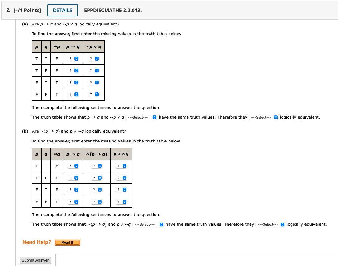 Solved A Are P→q And ∼p∨q Logically Equivalent To Find 4502