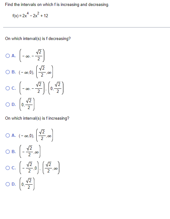 Solved Find the intervals on which f is increasing and | Chegg.com